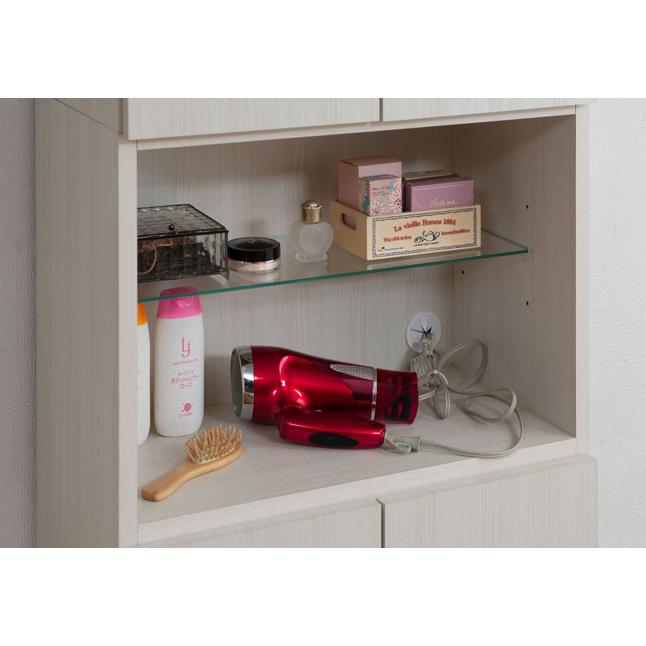 ランドリーラック 洗面所収納 キャビネット ガラス棚付き