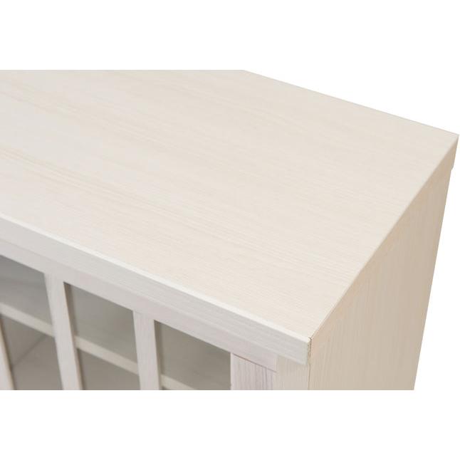 キャビネット ガラス扉収納 引き戸 ホワイト 木製 幅90.5 コンパクト