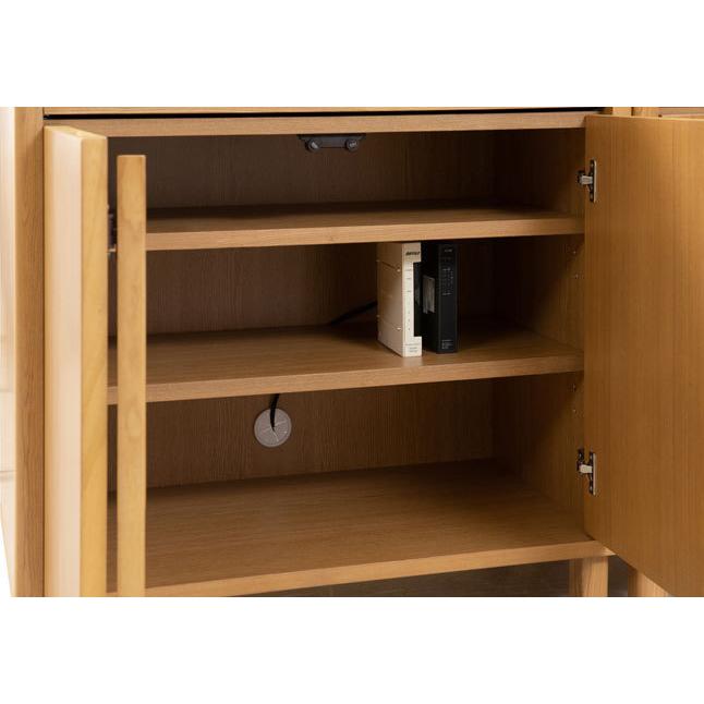 木製　キャビネット　扉　引き出し付　インテリア キャビネット 扉収納 引き出し収納 天然木 幅115 高さ85 シンプル