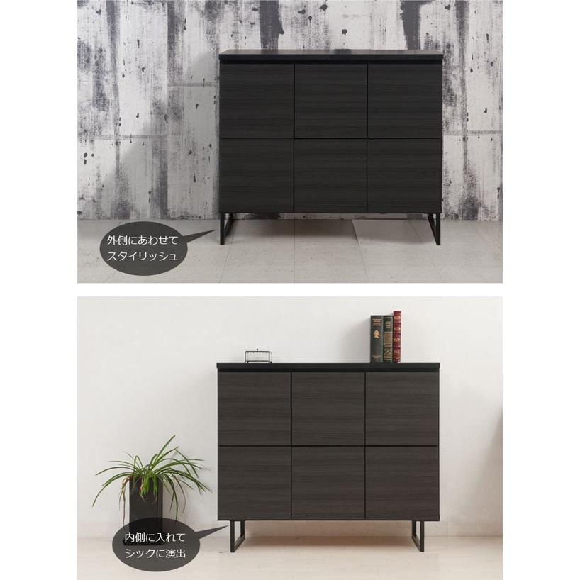 黒い木製キャビネット キャビネット ブラック 脚付き 木製 扉 収納 幅106 日本製 完成