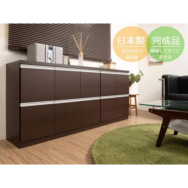 ブラウン木製キャビネット 中型 3引き出し キャビネット 扉収納 A4 3列 6分割 木製 日本製 完成品 : 収納