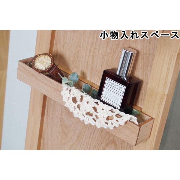 スタンドミラー 蓋付き 木枠 蓋裏面コルク 幅28 高さ145 鍵 リング