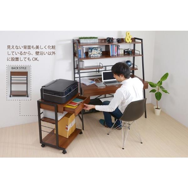 サイドワゴン プリンター台 PC 多機能 キャスター デスク プリンターラックA4 サイドデスクワゴン キャスター付き | セイテック