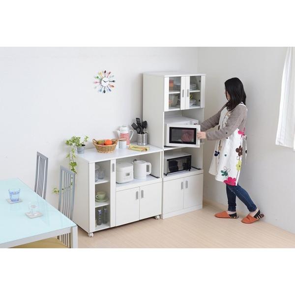 レンジ台付き食器棚 白 ホワイト : 収納家具本舗 - 通販 - Yahoo