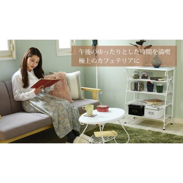 センターテーブル ローテーブル 楕円形 棚収納 アンティーク調