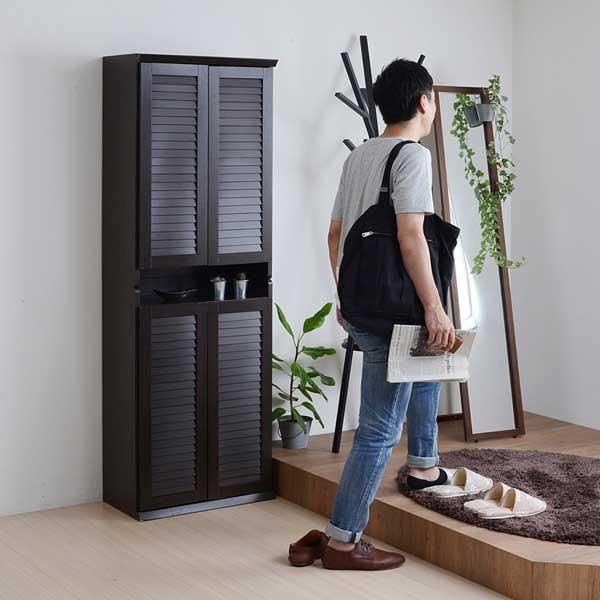 下駄箱 シューズボックス ルーバー 幅60cm 2個セット : 収納家具本舗