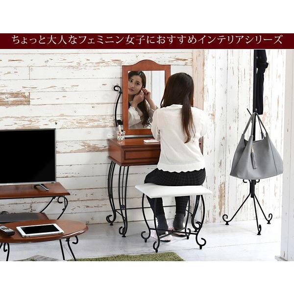 アンティーク調 アイアンフレームドレッサー ドレッサー スツール付き 引き出し 収納 ミラー アンティーク調
