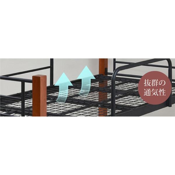 ベッド シングル アンティーク調 パイプベッド ハイタイプ メッシュ床