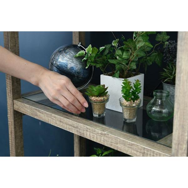 収納棚 オープンラック ガラス棚 古木風 幅60 高さ100 : 収納