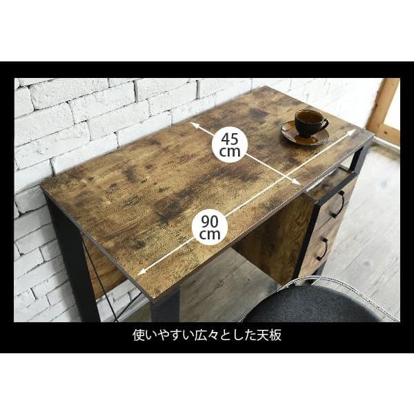 パソコンデスク 机 引き出し 収納 木製 ヴィンテージ風 幅90 ワーク