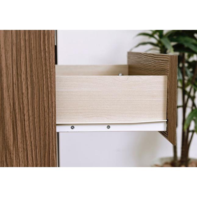 高級木製引き出し、開き扉付多目的棚 チェスト 引き出し収納 4段 扉収納 オープンラック 木目調 モダン