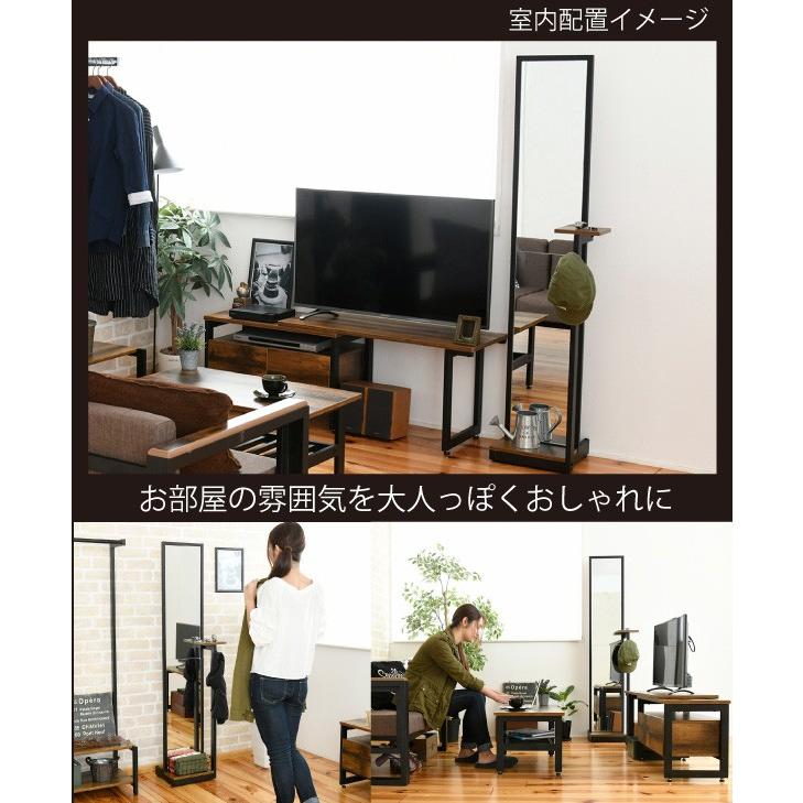 姿見 スタンドミラー 全身鏡 棚付き ヴィンテージ風 スリム 省 姿見 スタンドミラー 全身鏡 棚付き ヴィンテージ風 スリム 省