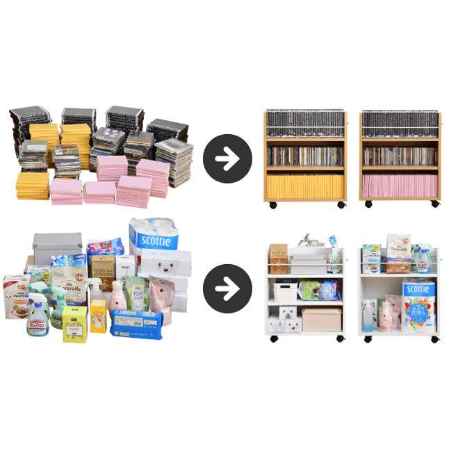 本棚 CD DVD Blu-ray A4ファイル 収納 2個セット キャスター 本棚 CD DVD Blu-ray A4ファイル 収納 2個セット キャスター