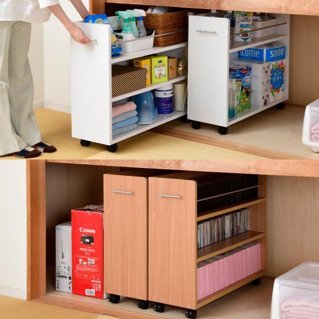 本棚 CD DVD Blu-ray A4ファイル 収納 2個セット キャスター付き