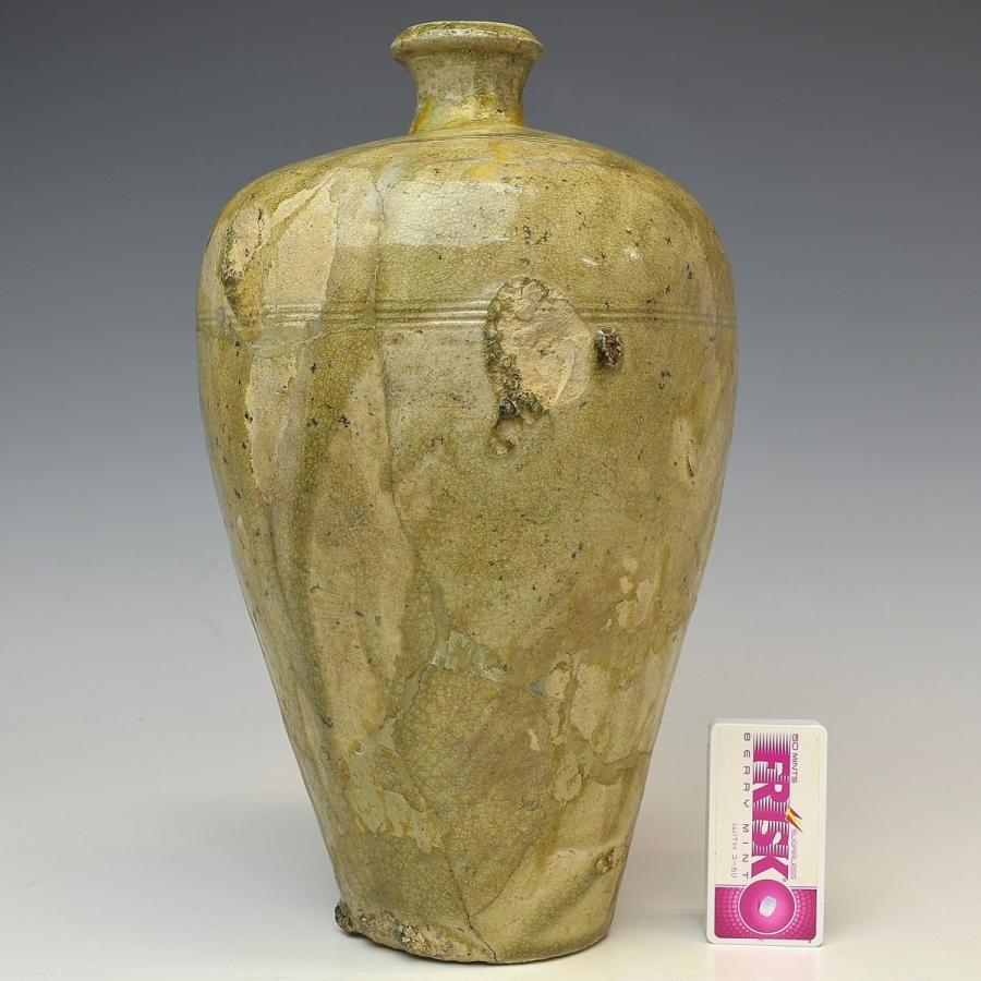 趣楽】 希少 鎌倉時代 古瀬戸 灰釉瓶子 高さ29，5cm 花瓶 壺 本物