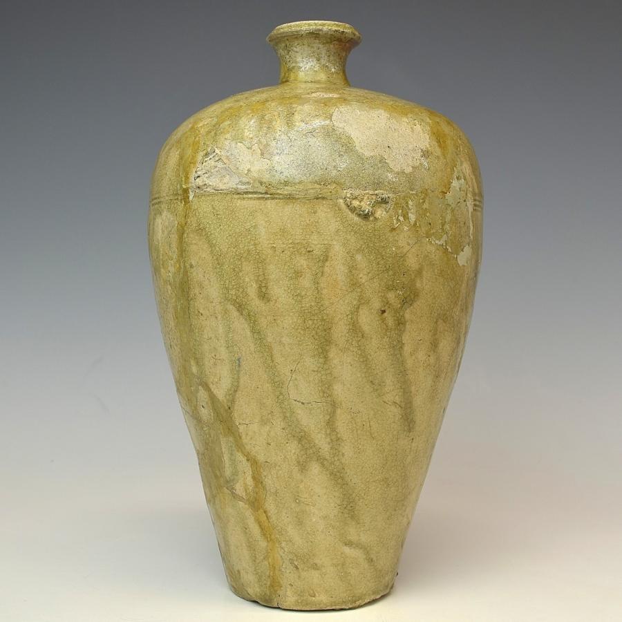 【趣楽】 希少　鎌倉時代　古瀬戸　灰釉瓶子　高さ２９，５ｃｍ　花瓶　壺　本物保証　Ａ１５６１の画像