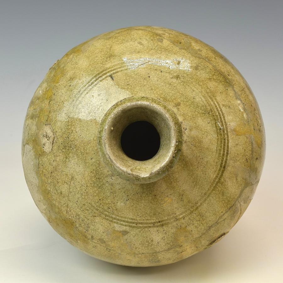 趣楽】 希少 鎌倉時代 古瀬戸 灰釉瓶子 高さ29，5cm 花瓶 壺 本物