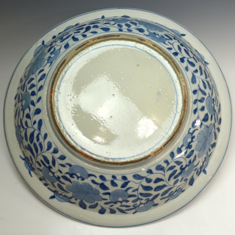 古伊万里焼 明治時代 【錦花鳥図細密小紋飾り皿】 直径47.3cm 本物保証
