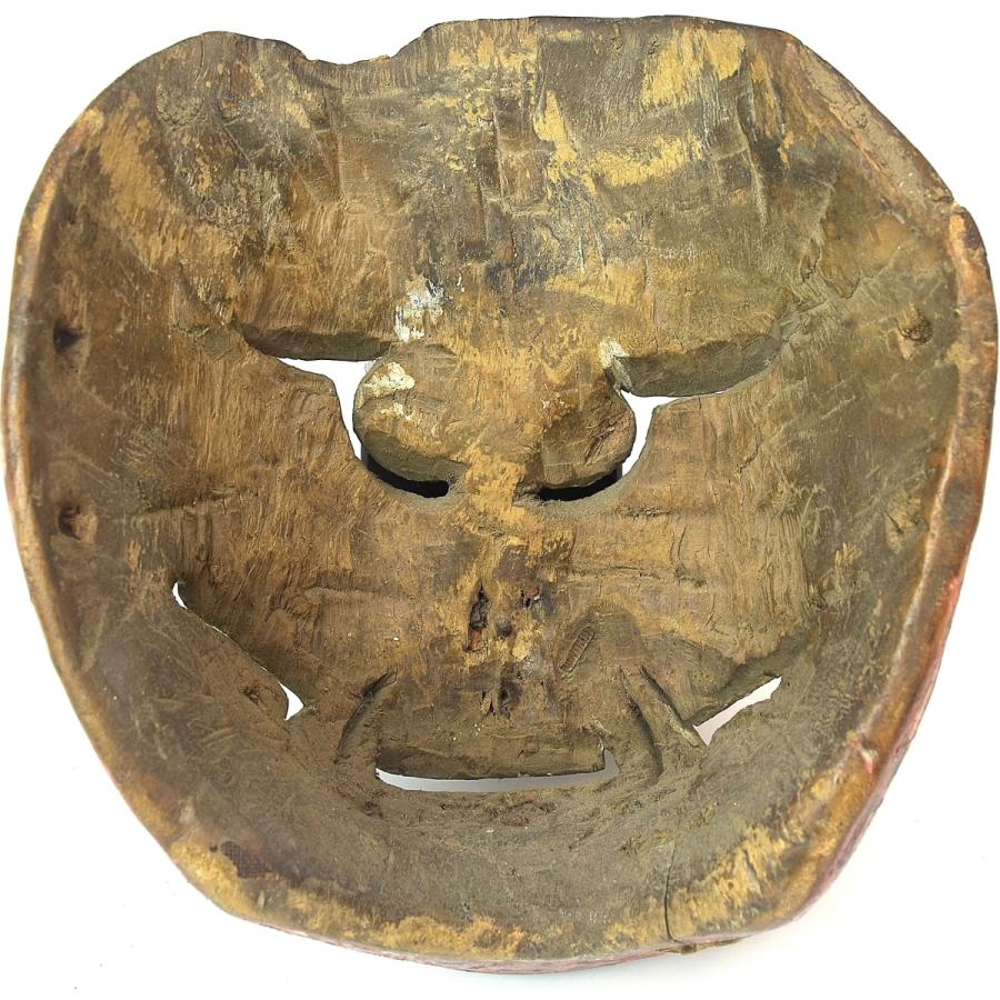 趣楽】 時代 インドネシア ジャワ島 木彫彩色面 古面 魔除 C1911