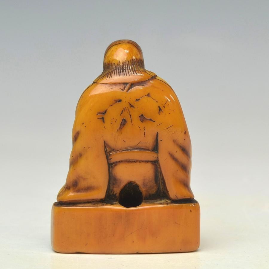 趣楽】希少 中国古玩 明〜清時代 牙材人物彫り根付 高さ6cm