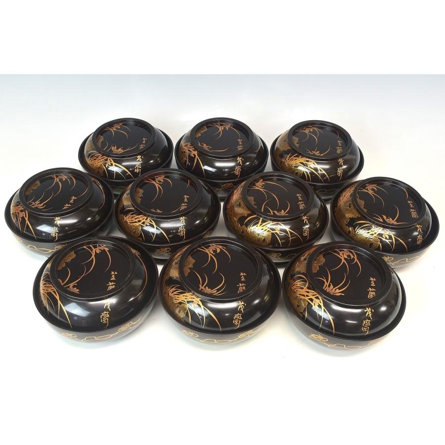 時代蒔絵煮物椀十客 輪島塗 梅唐草蒔絵 煮物椀 10客 共箱 | 古美術ささき