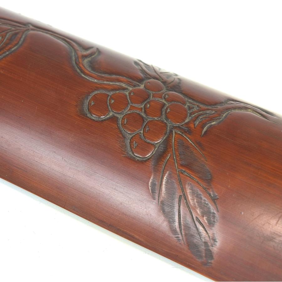 煎茶　茶合？ 趣楽】 煎茶道具 時代 竹材彫入り茶合 在銘 J1521 : 趣楽堂