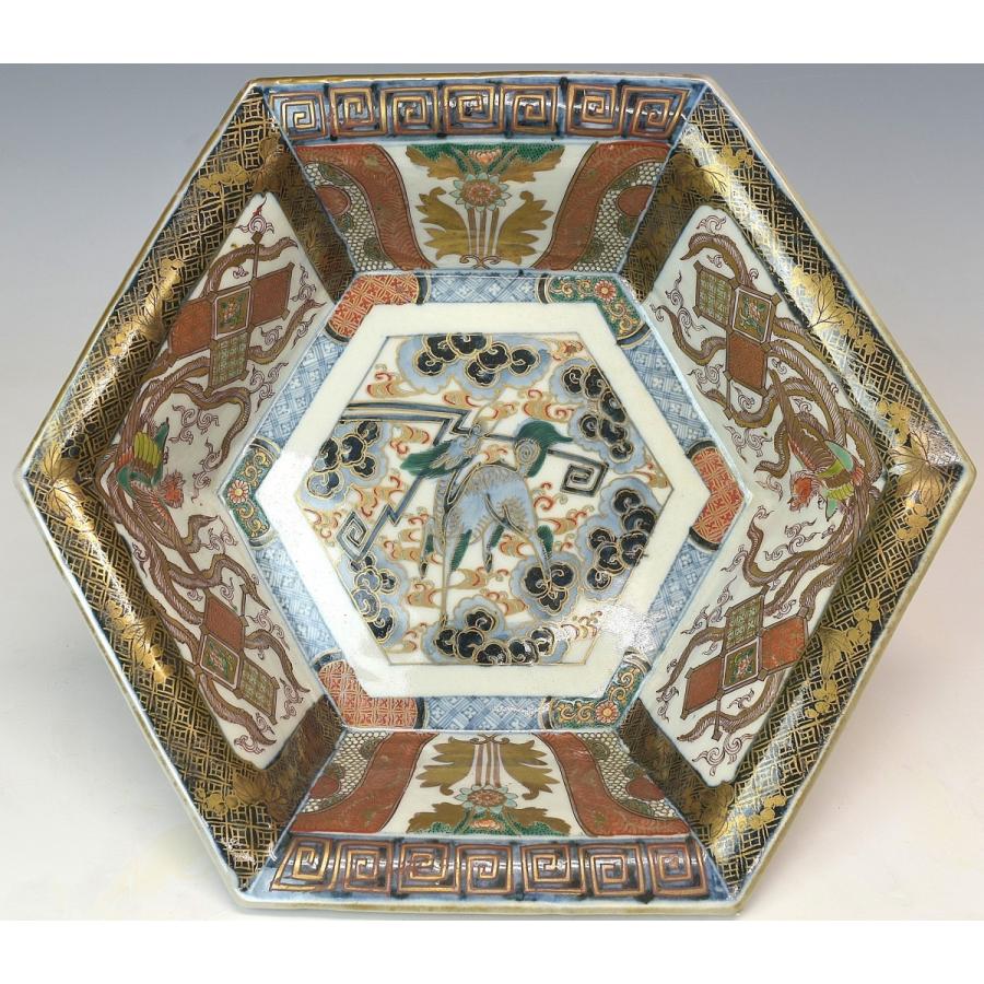 古伊万里 蔵春亭久富 染錦 麒麟鳳凰文 一尺 大飾鉢 幕末明治期 29n440 古伊万里 蔵春亭久富 染錦 麒麟鳳凰文 一尺 大飾鉢 幕末明治期