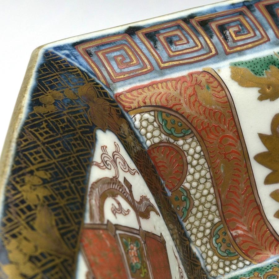 古伊万里 蔵春亭久富 染錦 麒麟鳳凰文 一尺 大飾鉢