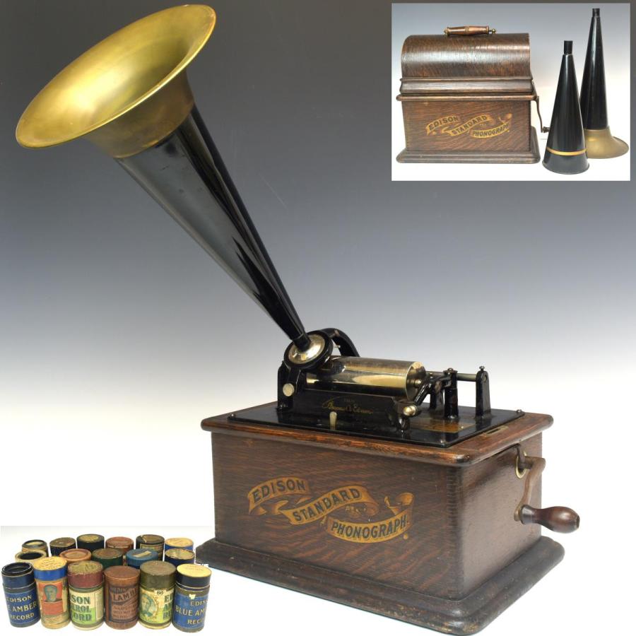【趣楽】1900年頃トーマス・エジソン 蓄音機「EDISON STANDARD PHONOGRAP」可動 蝋管筒17本 J1951 : 趣楽堂 ...