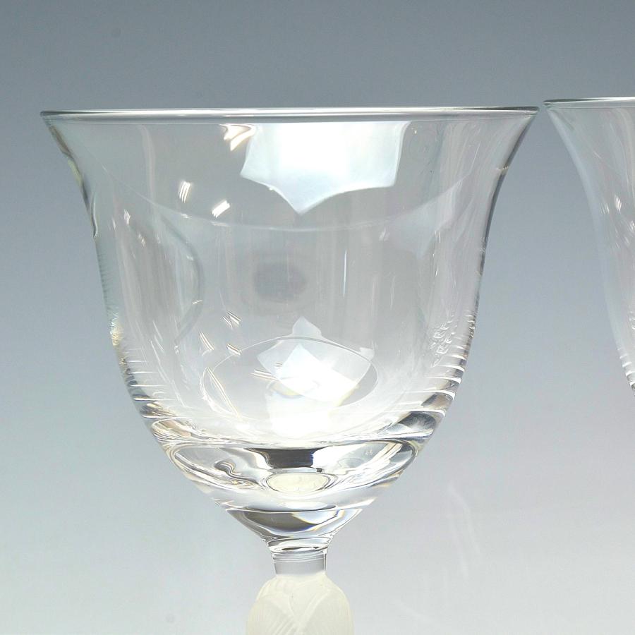 趣楽】 クリスタル硝子 蕾装飾ワイングラス四客 高さ18，3cm