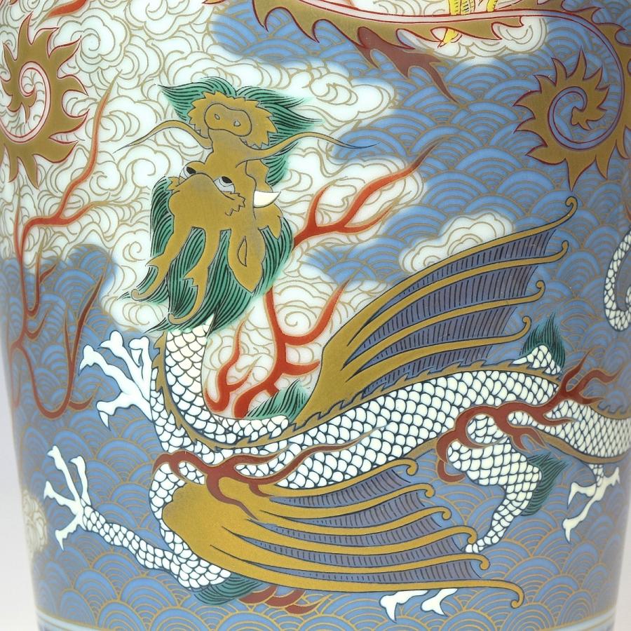 趣楽】 香蘭社謹製 染錦雲麒麟龍鳳凰図環付花瓶 高さ26cm 共 趣楽】 香蘭社謹製 染錦雲麒麟龍鳳凰図環付花瓶 高さ26cm 共