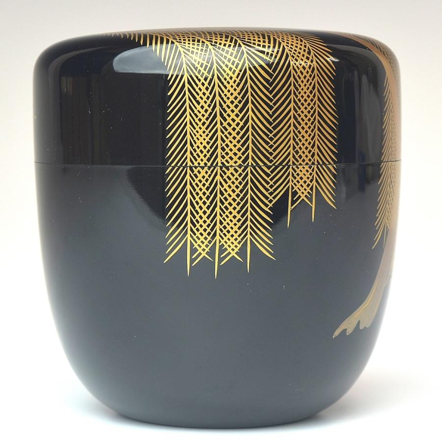 趣楽】 輪島塗 曽又真山作 柳蒔絵棗 高さ7cm 本物保証 趣楽】 輪島塗 曽又真山作 柳蒔絵棗 高さ7cm 本物保証
