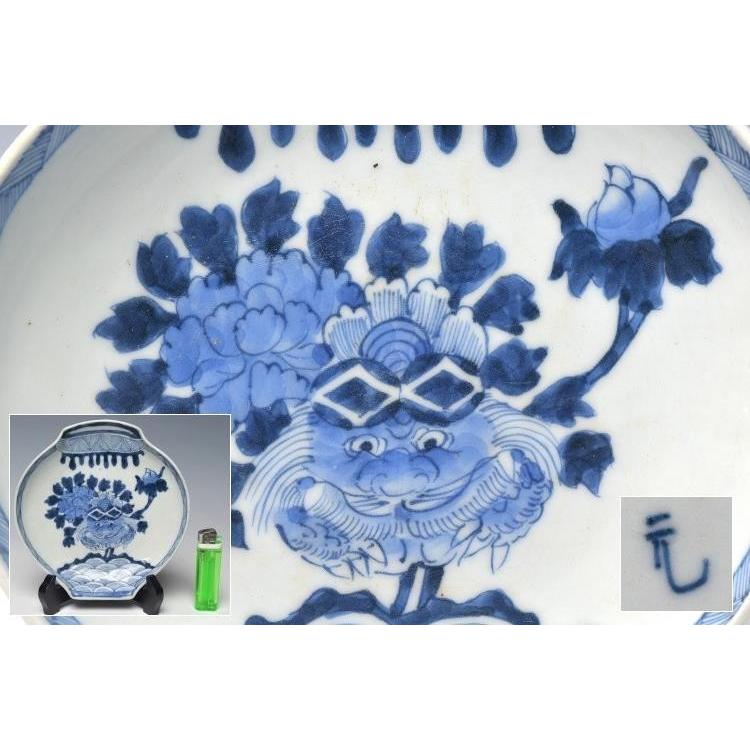 古伊万里 元禄伊万里 染錦 窓絵 富士に千鳥鶴松図 妖怪文 大