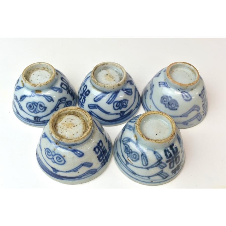 趣楽】中国古玩 清時代 染付煎茶碗五客 本物保証 Q1301 : 趣楽堂