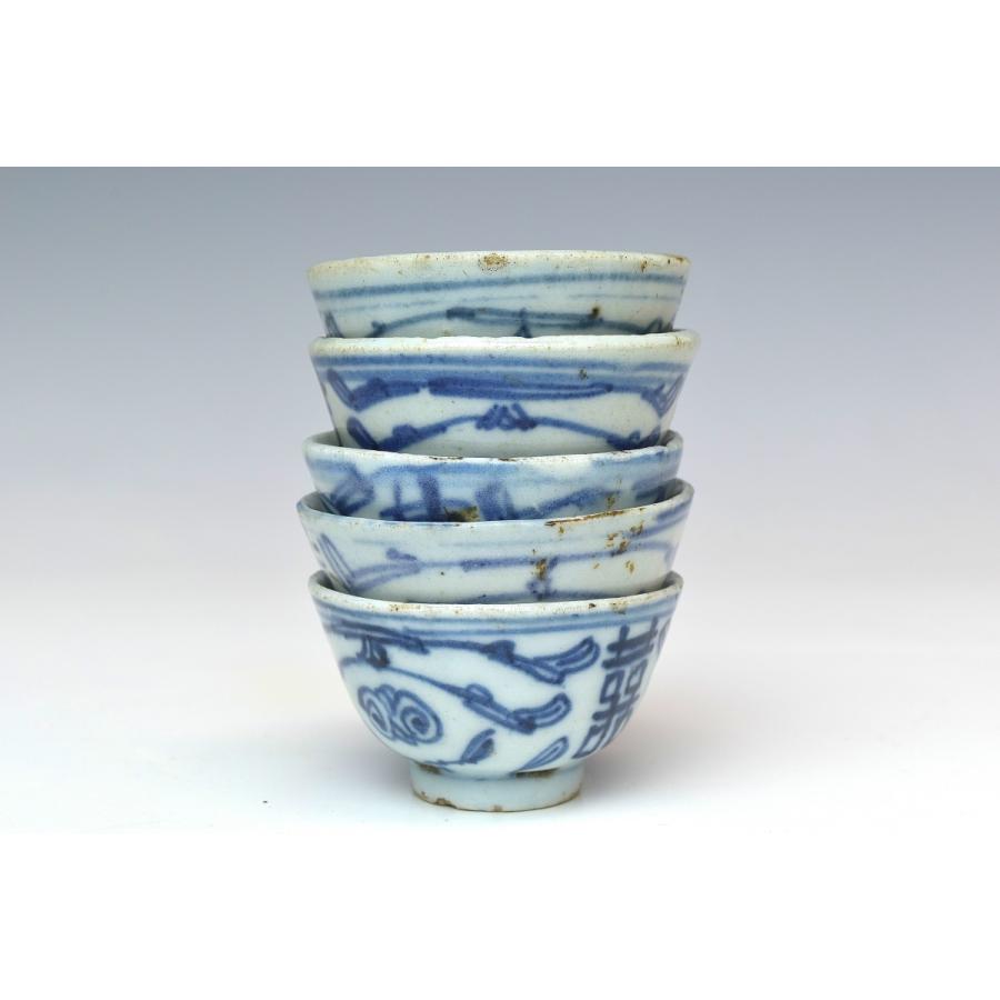 趣楽】中国古玩 清時代 染付煎茶碗五客 本物保証 Q1301 : 趣楽堂