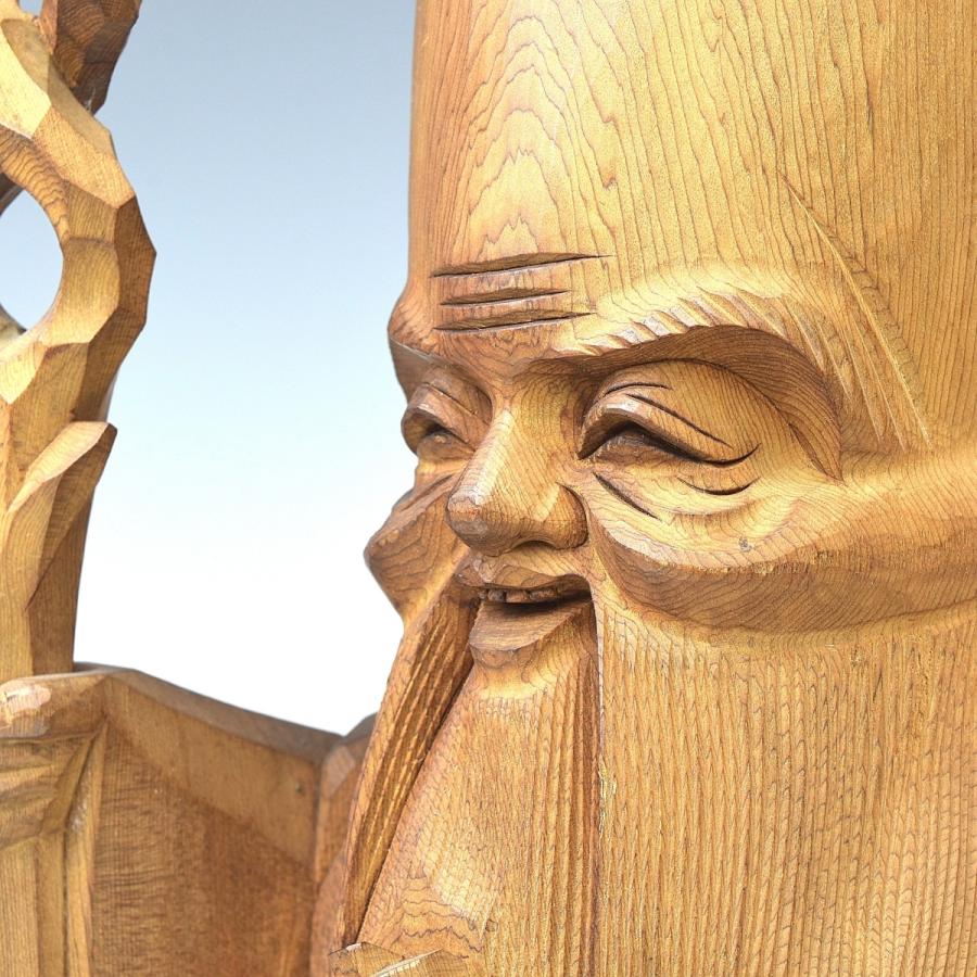 【趣楽】 飛騨一位一刀彫 寿之作 木彫り寿老人像 高さ31cm ノミ彫り S1521 :S1521:趣楽堂 ヤフーショッピング店 - 通販