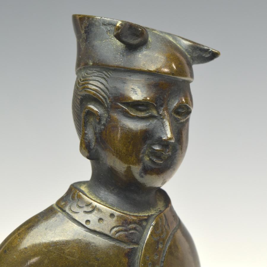 【香炉】琴高仙人　鉄製 趣楽】 中国古玩 古銅琴高仙人香炉 幅25cm 重量1149g