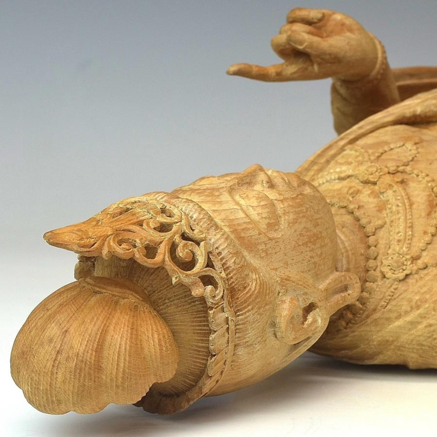 趣楽】 沖田景雲作 木彫り 聖観音菩薩像 高さ55，5cm 共箱 仏像