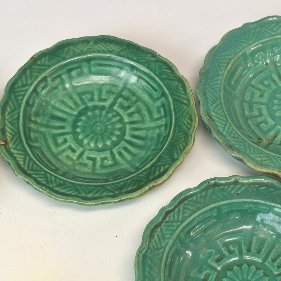 趣楽】 江戸時代 源内焼菊文小皿十枚 直径10cm 本物保証