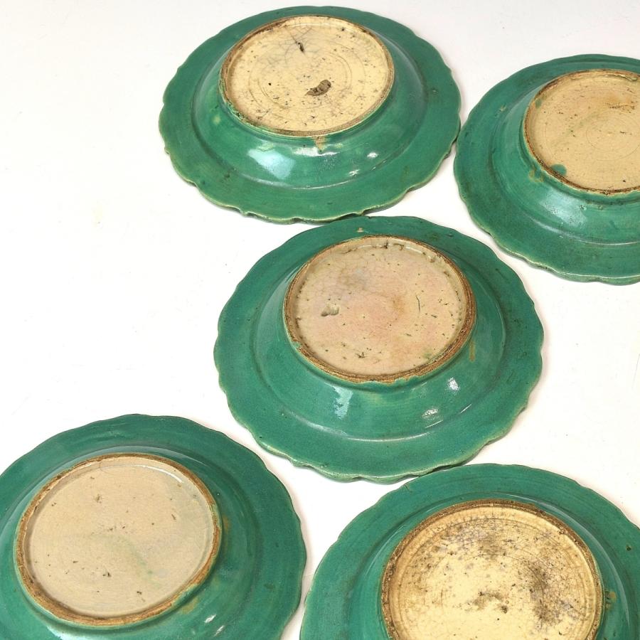 趣楽】 江戸時代 源内焼菊文小皿十枚 直径10cm 本物保証