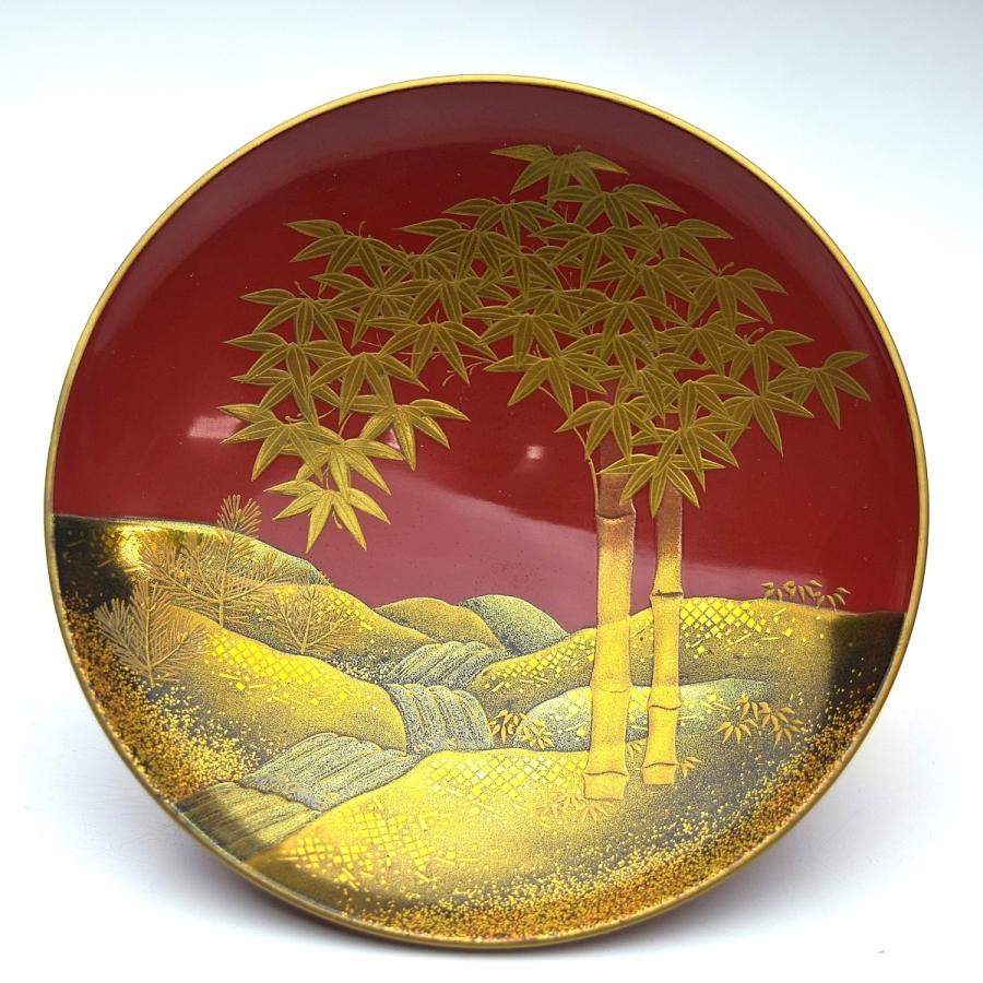松竹梅 蒔絵 盃台 セット 在銘 趣楽】 時代 松竹梅蒔絵盃と蒔絵台 共箱 在銘 Z1651 : 趣楽堂