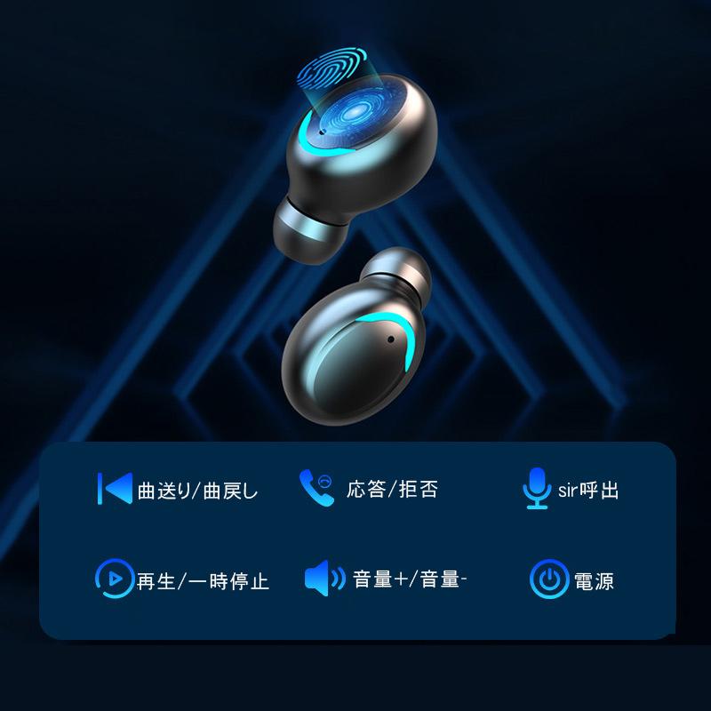 69％以上節約 ワイヤレスイヤホンHIFI Bluetooth iphone android指紋タッチ操作 5.0 LED残量表示 IPX7防水 両耳  左右分離型 完全独立型 スポーツ ヘッドホン 高音質 sacs.boutique