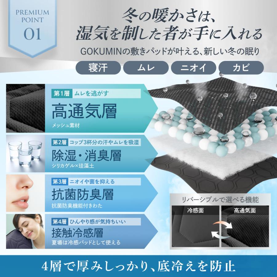 GOKUMIN 敷きパッド セミダブル ひんやり 除湿 枕パッド 冷感