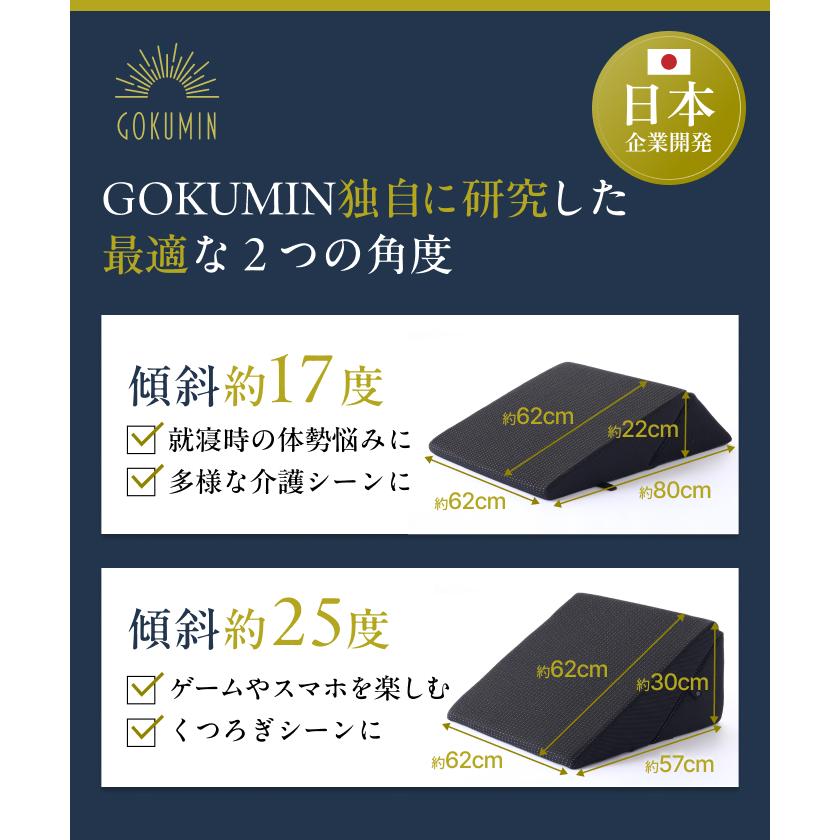 GOKUMIN 傾斜サポートクッション 三角クッション 2段階角度 17度 25度