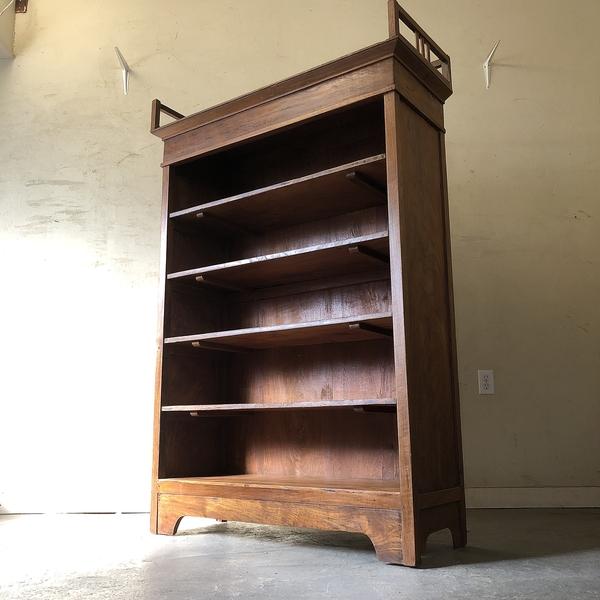 V-548§ W116×D44×H175 アンティークキャビネット チーク材のオープン