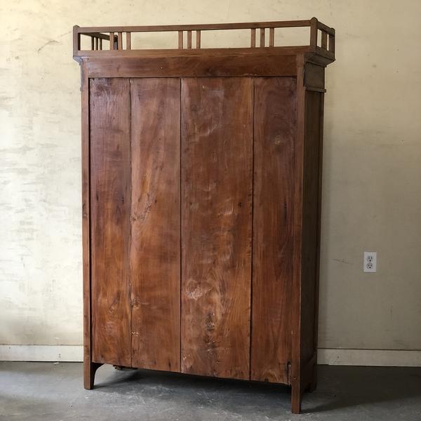 V-548§ W116×D44×H175 アンティークキャビネット チーク材のオープン