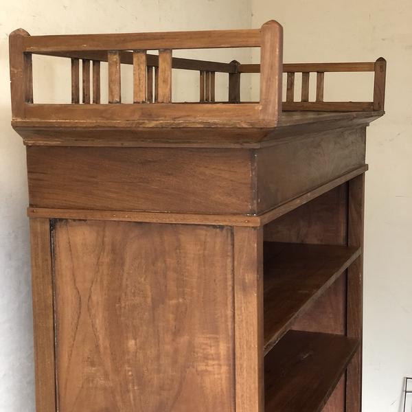 V-548§ W116×D44×H175 アンティークキャビネット チーク材のオープン