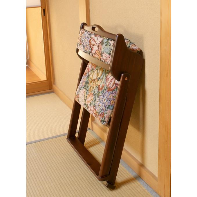 御仏前和風折り畳み椅子 「花柄」 座面高さ約35cm 和室用椅子 和室用い