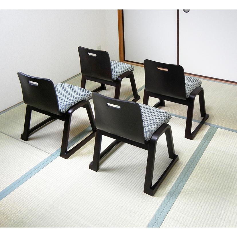 和室用曲木椅子 格子柄 ブラック 2脚セット 和風チェア 和座 和座楽 畳