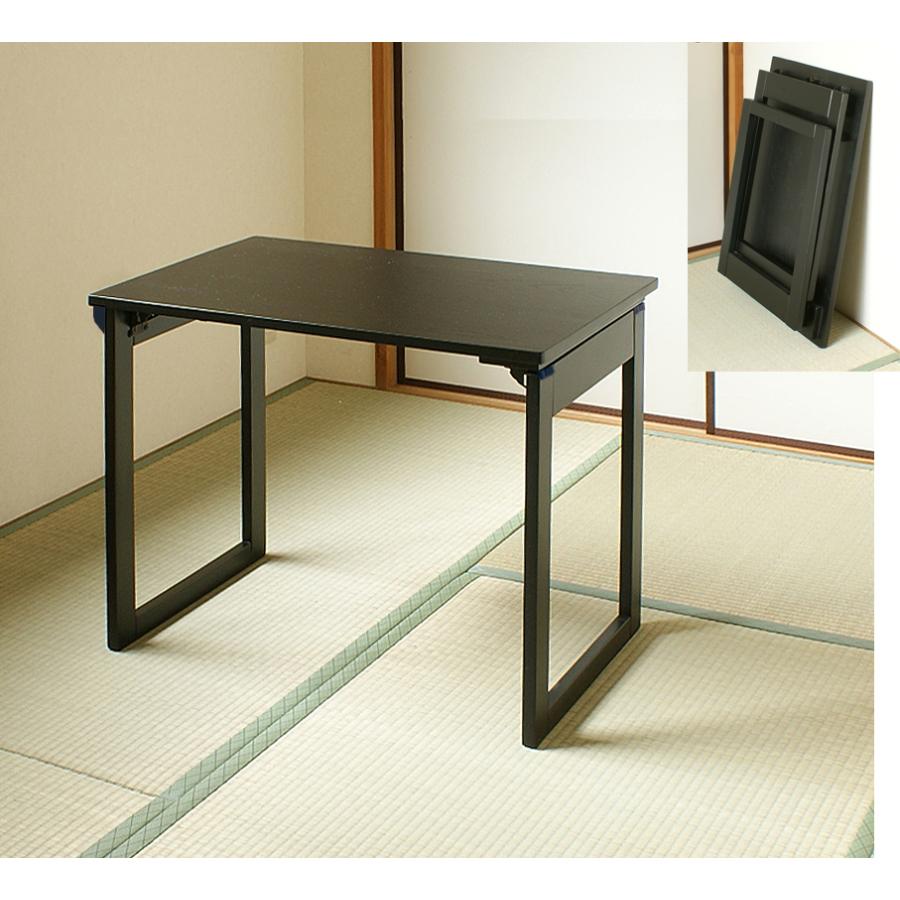 和室用折りたたみテーブル ブラック(黒木目メラミン化粧板) 幅75x奥行